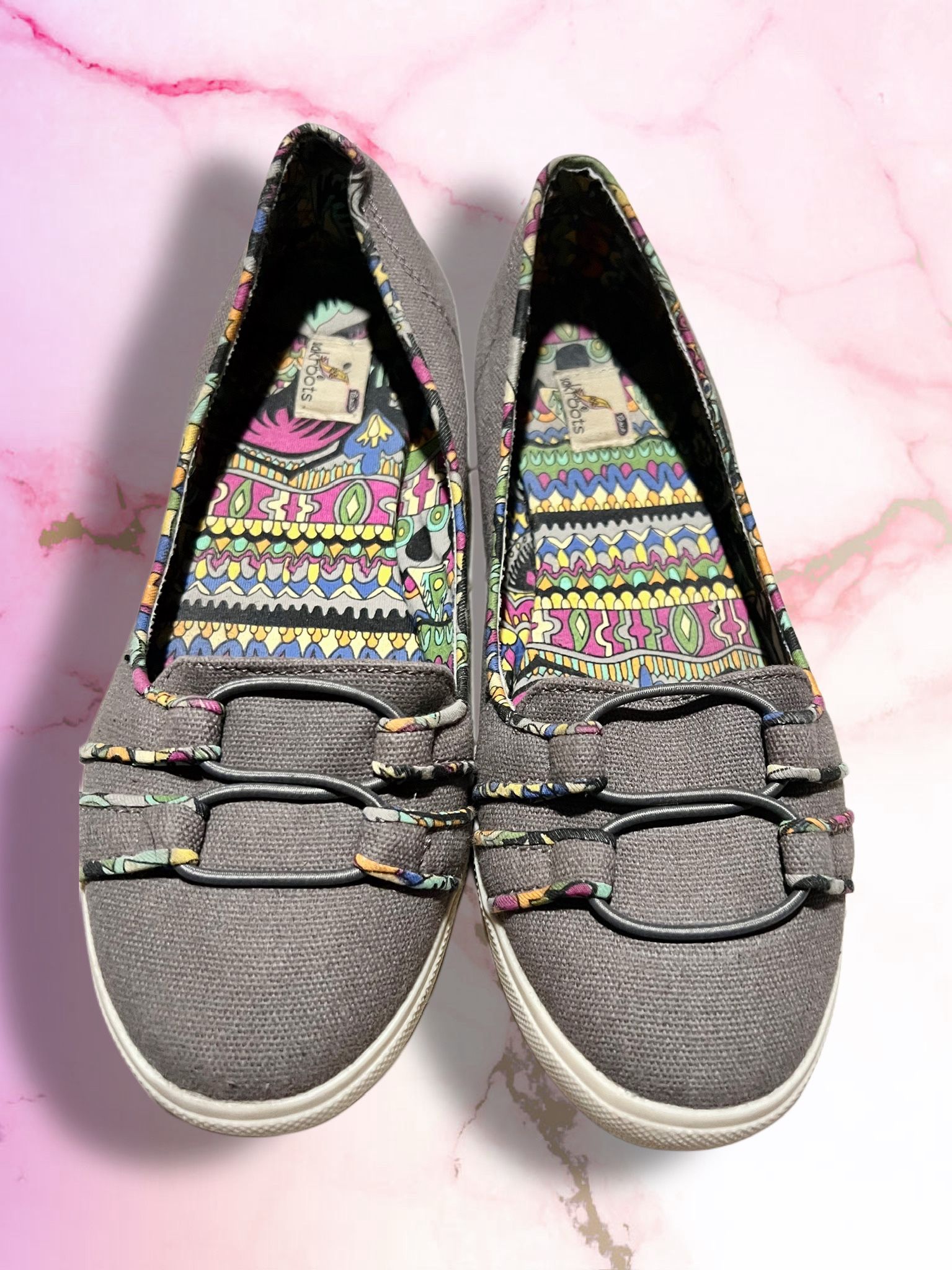 Sakroots Women’s Flats Size 7.5 Gray Canvas Slip-Ons