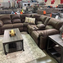 Gray Reclining Sectional In Stock For Fast Delivery