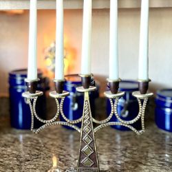 Antique Art Deco Solid Brass Candlestick Candelabra