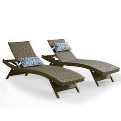 Nature All-Weather Adjustable Resin Outdoor Patio Chaise Lounger (Set of 2)