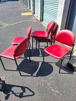 9 Red Waiting Room / Office Chairs – Good Condition