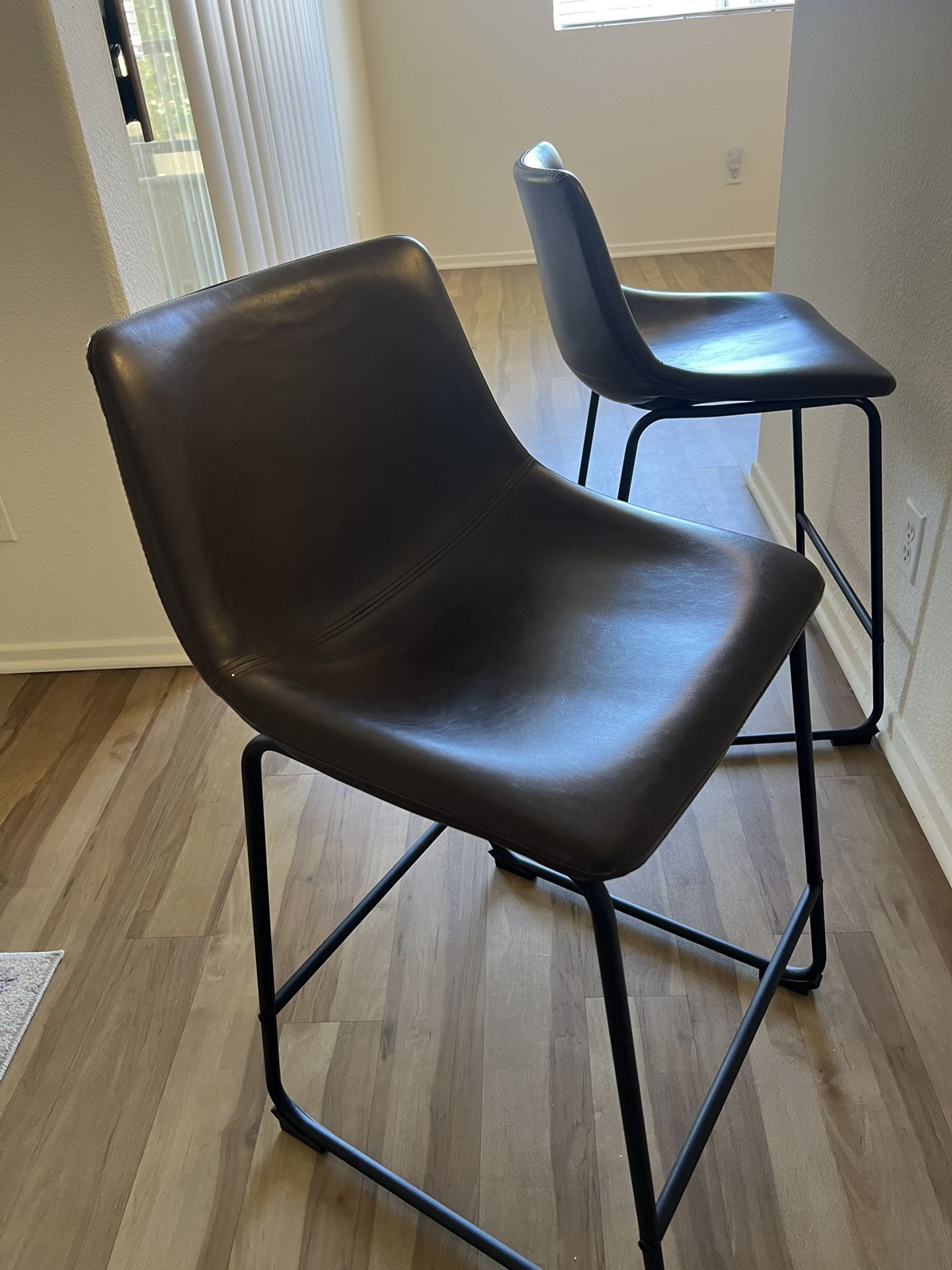 Brown Leather Counter Stools