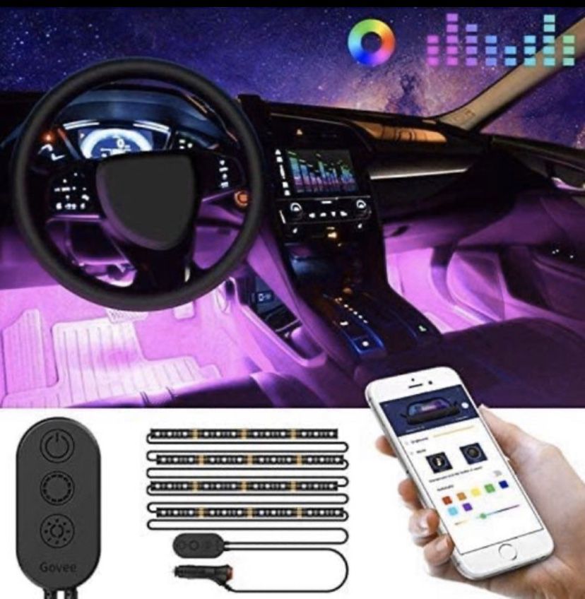 Govee Unifilar Car LED Strip Light, MINGER APP Controller Car Interior Lights, Waterproof Multicolor Music Under Dash Lighting Kits for iPhone Androi