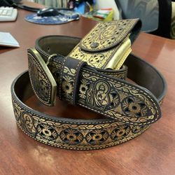 Cinturón Y Funda De Cuero Lasser 