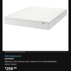 Queen bed! frame (metal),  mattress and top cover. $250