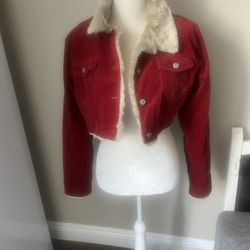 Corduroy jacket with fur