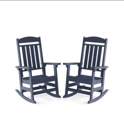  Outdoor Rocking Chairs Set of 2,All Weather Rocker Chair with More Comfortable Seat Panel for Porch Patio Outside