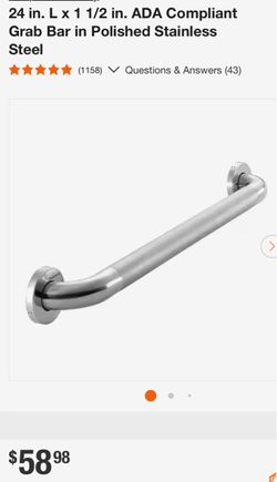 Grab Bar in Polished Stainless Steel 24 in. L x 1 1/2 in.