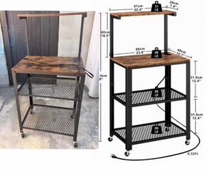 Utility Rolling Cart (Coffee Cart/Baker’s Rack) + Matching Hook Rack