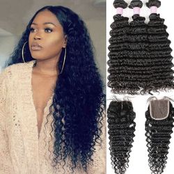 3 Bundles with Closure Virgin Human Hair Bundles with Closure Unprocessed Virgin