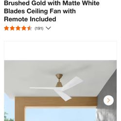 Home Decorators Collection Easton 52 in. Indoor/Outdoor Brushed Gold with Matte White Blades Ceiling Fan with Remote Included