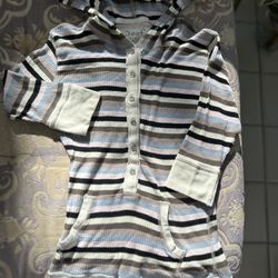 Poof! Striped Hoodie - Black, Blue, Gray sz large pre owned junior sz L