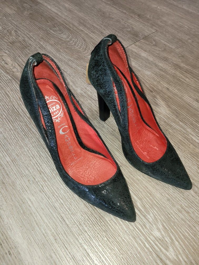 Jefferey Campbell Ibiza Black & Red Heels, Size 6.5