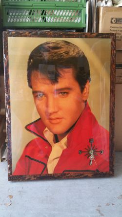 Large vintage Elvis Laquer wooden clock works