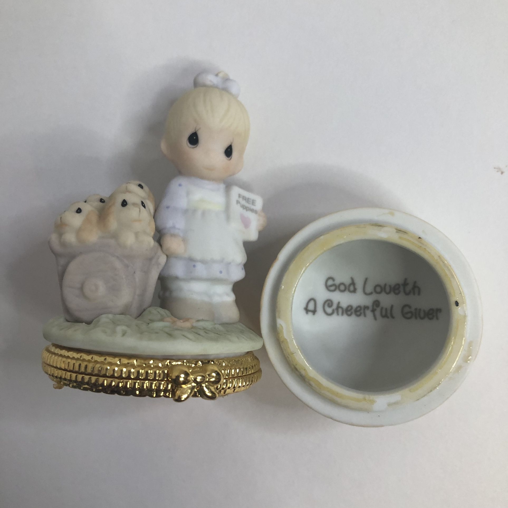 Precious Moments God Loveth A Cheerful Giver Jewelry Holder 1998