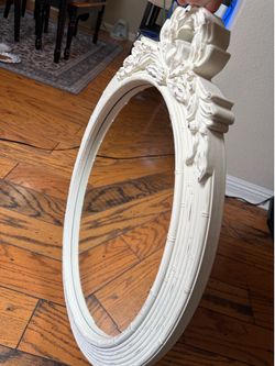 Vintage Oval Wall Mirror White Decorative Frame