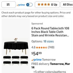 Round Table cloth BLACK 6pcs Set