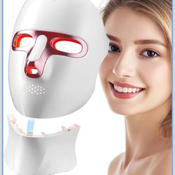 Red Light Therapy for Face LED Face Mask Light Therapy with Neck Device,Cordless 120 LEDs, Type C Rechargeable,Red Mask for Home Travel Working Yoga S