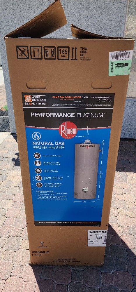New 40 Gallon Gas 12 Year Warranty Rheem Water Heater