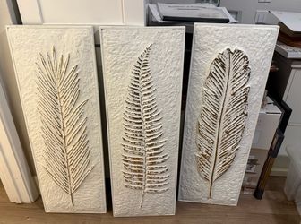 Set of 3 Metal Botanical Leaf Wall Art Panels