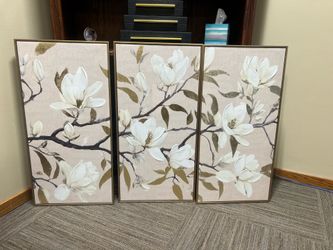 Brand New 3-Piece Floral Canvas Wall Art Set