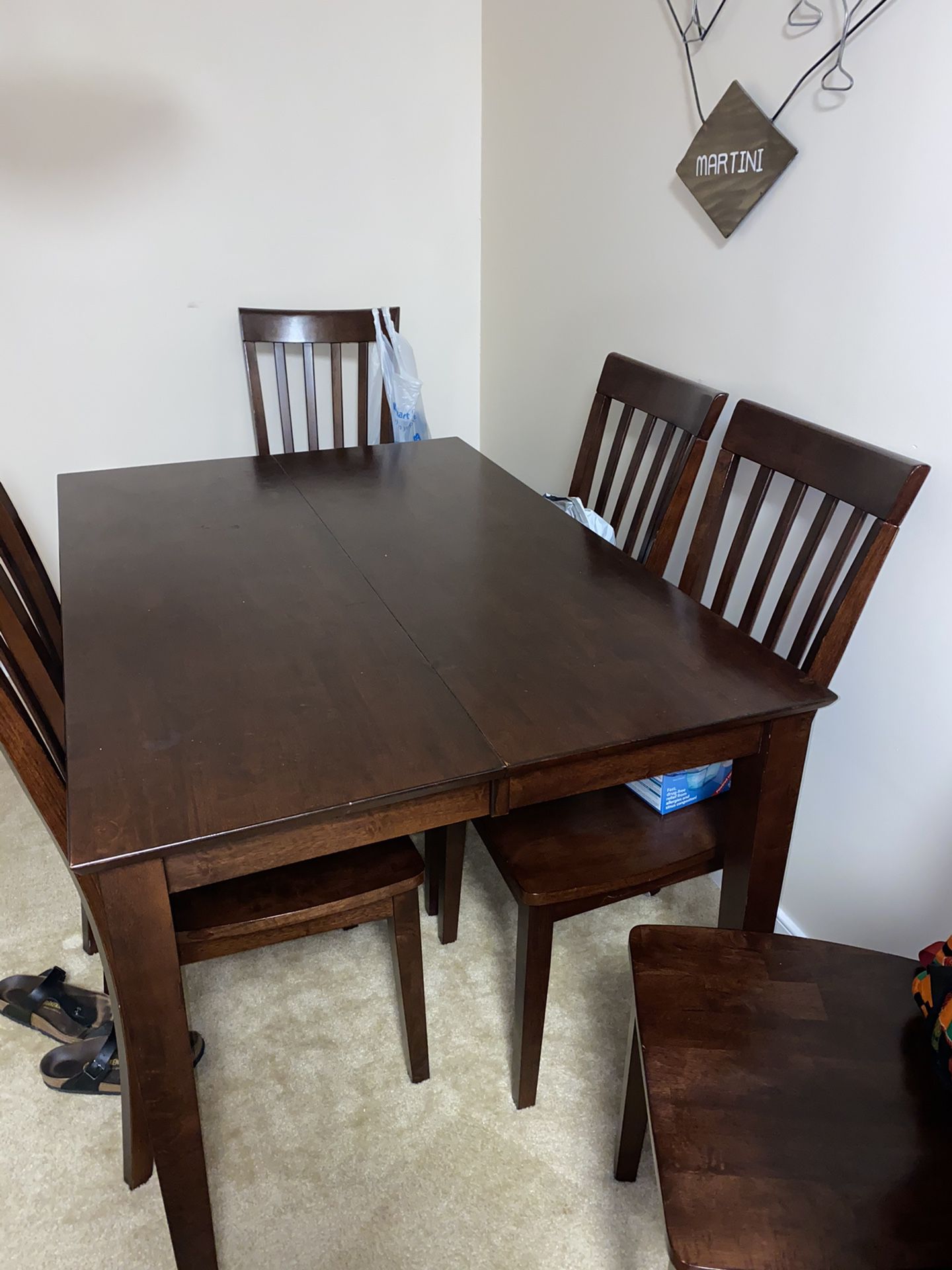 Dark wood dining room table