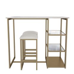 Marble Top Table + 2 Bar Stools