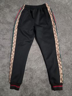 Gucci-Style Track Pants – Black with Stripe Detail – Size 152 (Youth/Petit Adult