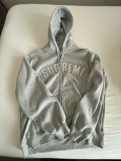 Supreme Arc Logo Zip-Up Hoodie Grey