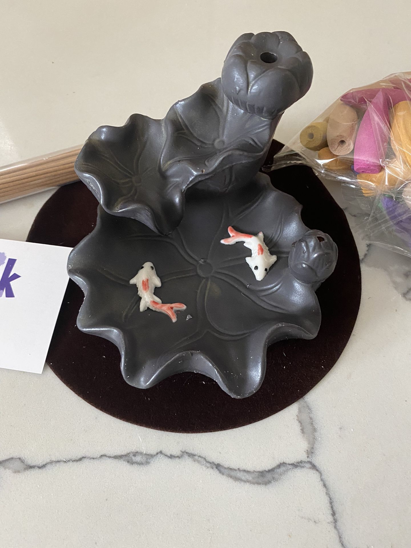 Kingsglen Ceramics lotus flower Waterfall Incense Burner