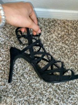 Black Velvet Gladiator High Heels Size: 7