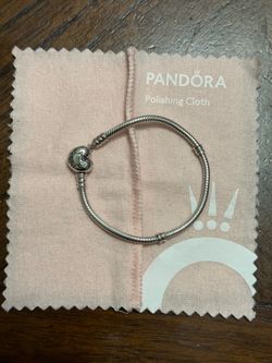 100% Authentic Pandora Sterling Silver Heart Clasp Snake Chain Bracelet