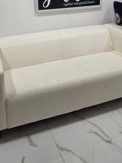 White Leather Loveseat Sofa