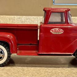 Vintage 1960s Tonka Stepside Pick Up Truck Pressed Steel Red