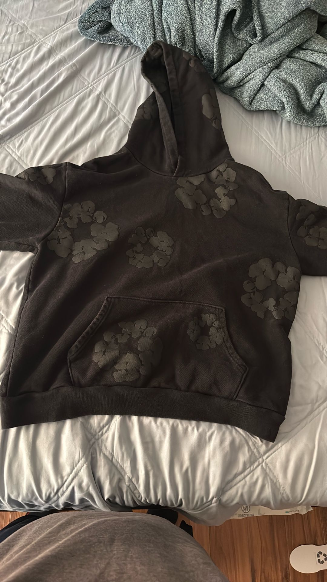 Monochrome denim tears hoodie
