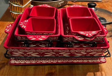 Temp-tations Red Ceramic Bakeware Set with Racks