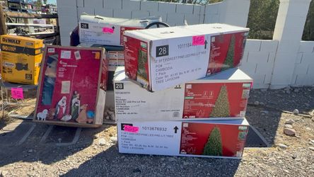 Christmas trees, huge garage sale