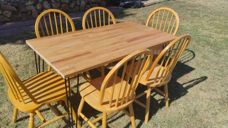 Dining table 6 chairs solid wood kitchen table set