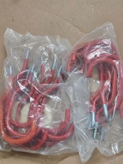 2 packs pf 10 Vinyl-Coated Utility Screw Hooks Red