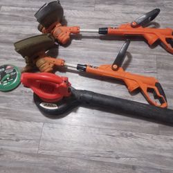 Two Black And Decker Weedeaters, With Weedeater String,and A Blower