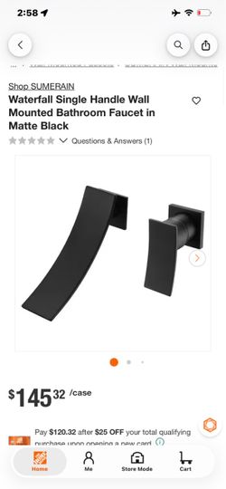 Sumerain Matte Black Wall Mounted Waterfall Bathroom Faucet