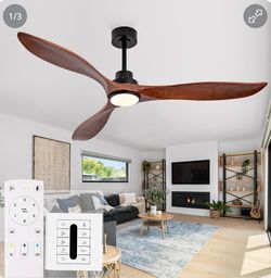 60” solid wood ceiling fan with light and remote
