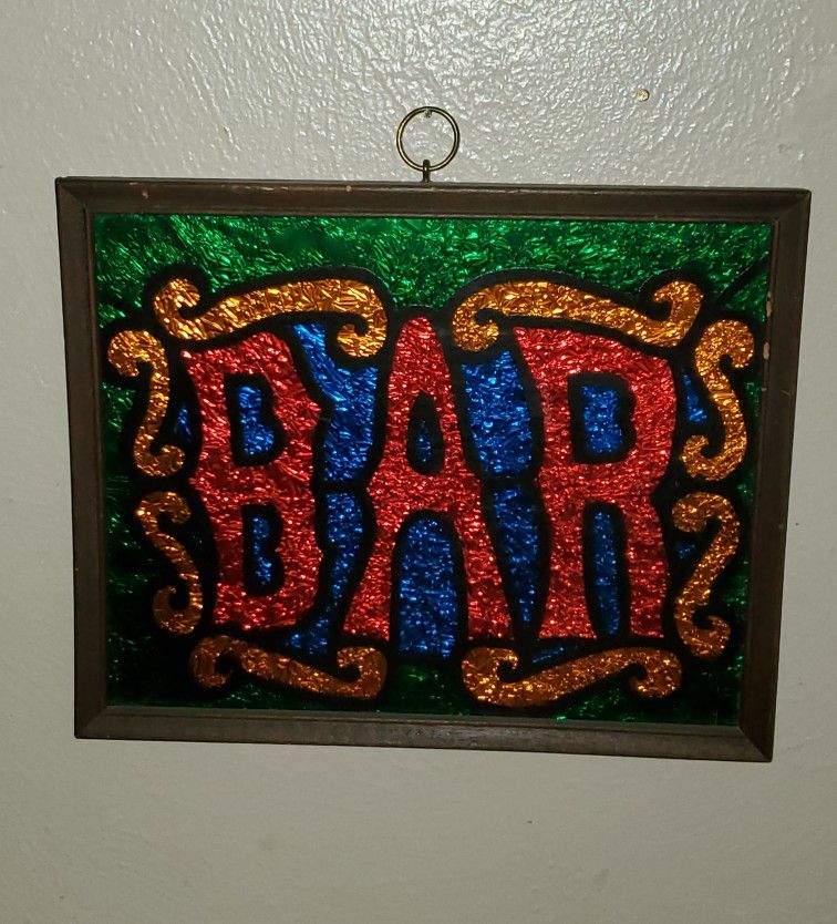 Vintage BAR Glitter Art Sign! Really Good Condition!