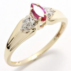 Solid 10k yellow gold Ruby & Diamond Ring