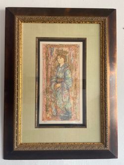 Edna Hibel "Book of Hours II" – Hand Signed & Numbered Serigraph (25/357) – Framed