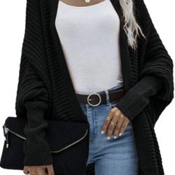 Women's Oversized Open Front Batwing Long Sleeve Chunky Knit Cardigans Size XL