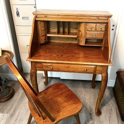 Solid Oak Desk And Chair