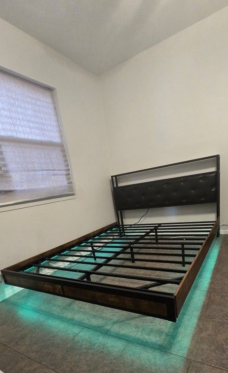 Queen Metal LED light Bed Frame 