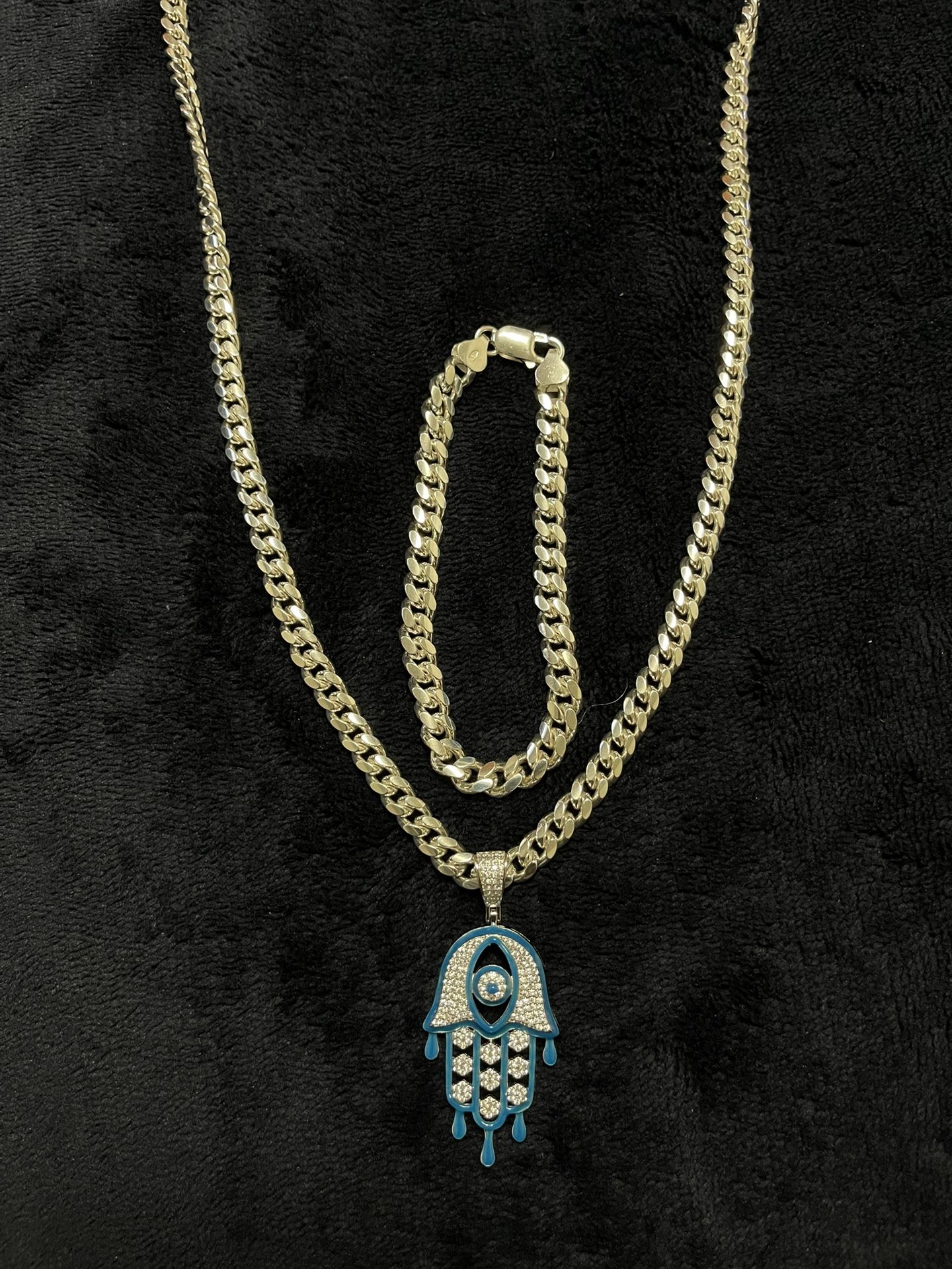 New .925 Silver 7mm 24in 7mm 8.5in Cuban Set