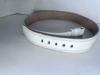 Wide White Leather Belt No Buckle
